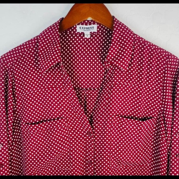 Red express shirt with white polka dots - Picture 2 of 3